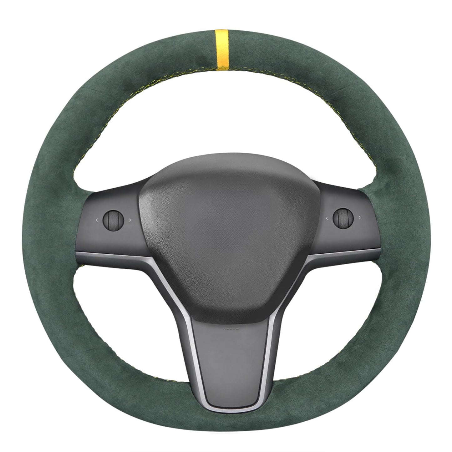 Hand-Stitched White Leather Steering Wheel Cover Wrap