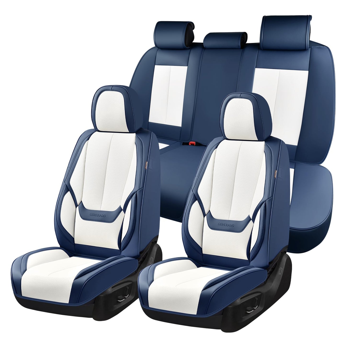 Coverado Car Seat Covers, Seat Covers for Cars, Waterproof Leather Auto Seat Protectors, Leather Car Seat Cushion, Car Interiors Accessories Universal Fit for Most Cars