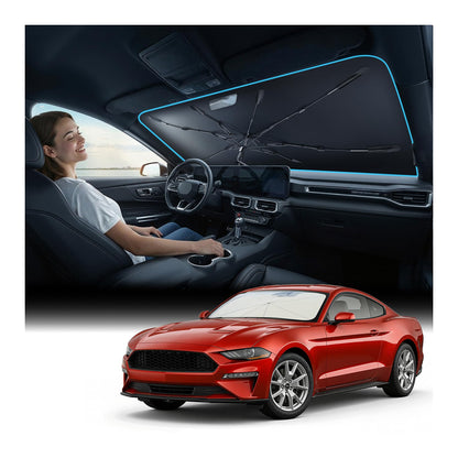 [Upgraded] Nmoiss Windshield Sun Shade Umbrella - [Vinyl Coating Heat Shield] Protect Car from Sun Rays & Heat Damage Keep Cool and Protect Interior, Spring Structure Edge