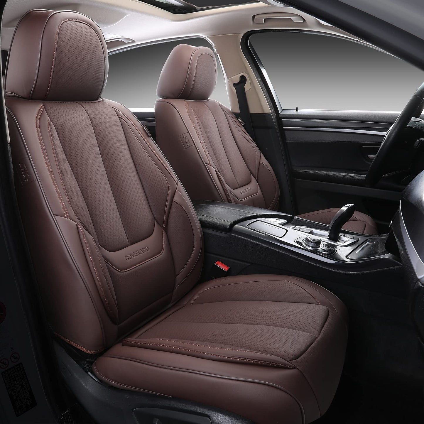Coverado Car Seat Covers, Seat Covers for Cars, Waterproof Leather Auto Seat Protectors, Leather Car Seat Cushion, Car Interiors Accessories Universal Fit for Most Cars
