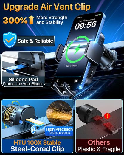 15W Fast Charging Auto-Clamping Wireless Car Mount