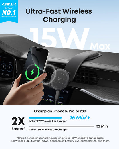 15W Magnetic Wireless Car Charger with Alloy Mount