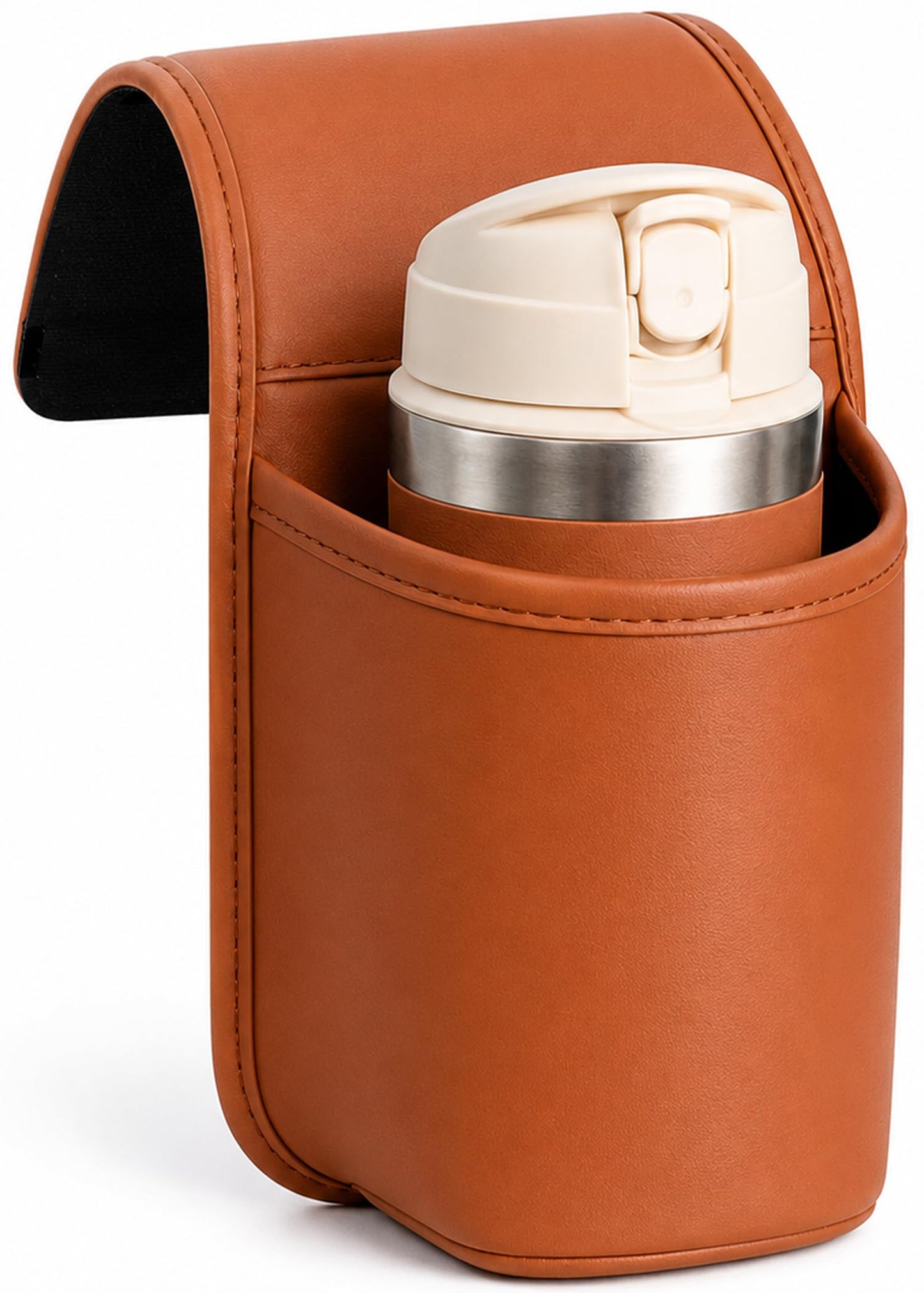 Leather Car Door Cup Holder with Phone Storage