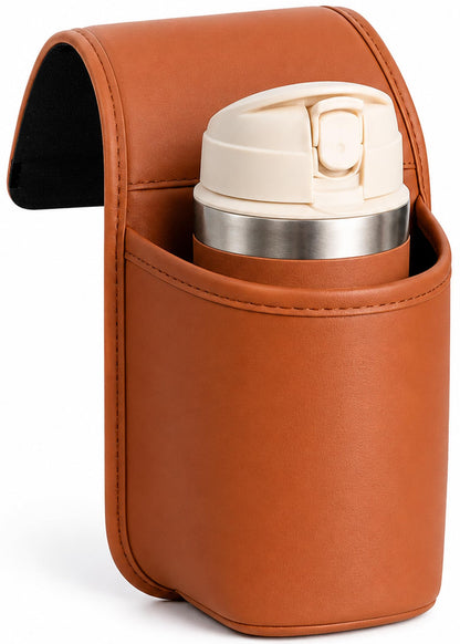 Leather Car Door Cup Holder with Phone Storage