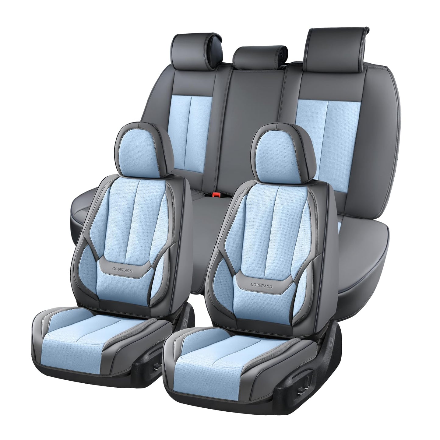 Coverado Car Seat Covers, Seat Covers for Cars, Waterproof Leather Auto Seat Protectors, Leather Car Seat Cushion, Car Interiors Accessories Universal Fit for Most Cars