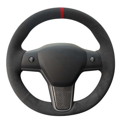 Hand-Stitched Suede Steering Wheel Cover Wrap