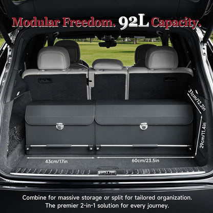 Leather SUV Trunk Organizer with Multi-Compartment Storage