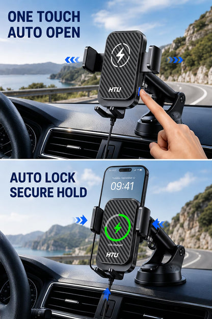 15W Fast Charging Auto-Clamping Wireless Car Mount