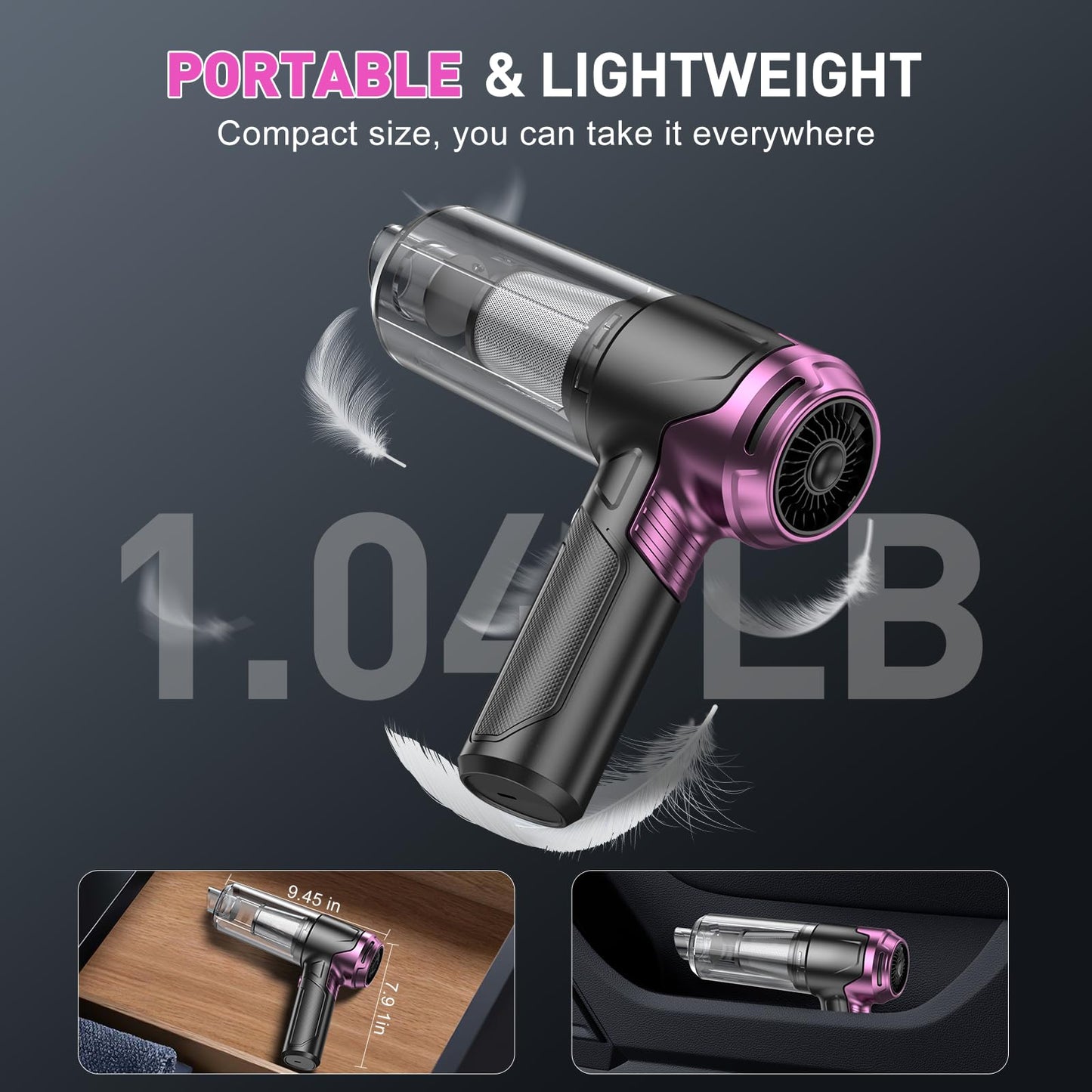 Handheld Car Vacuum & Air Duster for Interior Cleaning