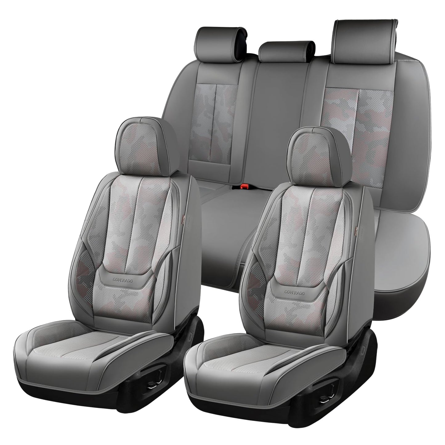 Coverado Car Seat Covers, Seat Covers for Cars, Waterproof Leather Auto Seat Protectors, Leather Car Seat Cushion, Car Interiors Accessories Universal Fit for Most Cars