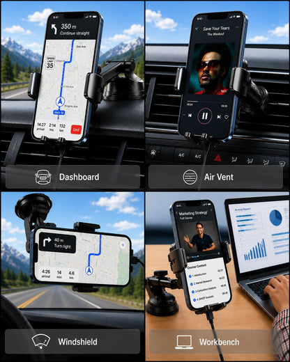 15W Fast Charging Auto-Clamping Wireless Car Mount