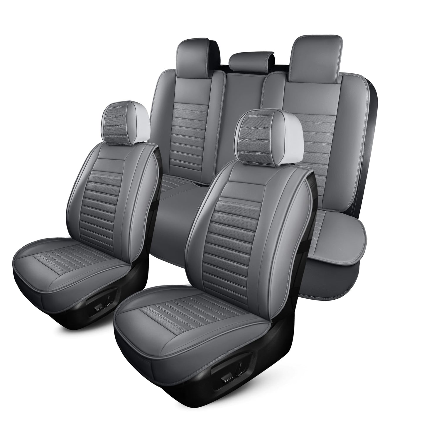 HChengkikz Nappa Leather Car Seat Covers Full Set, Waterproof Seat Cushion, Universal Automotive Seat Covers Fit for SUV Truck Pick-up Sedan