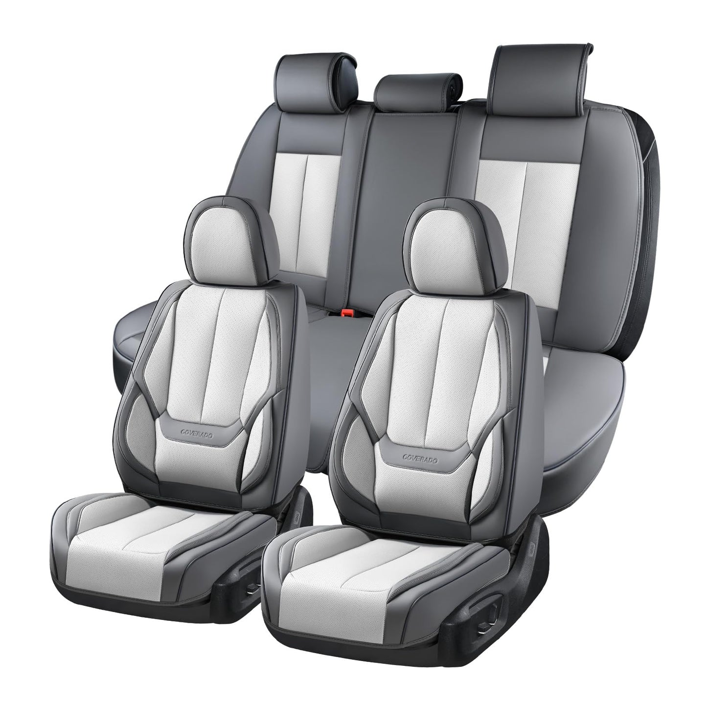 Coverado Car Seat Covers, Seat Covers for Cars, Waterproof Leather Auto Seat Protectors, Leather Car Seat Cushion, Car Interiors Accessories Universal Fit for Most Cars