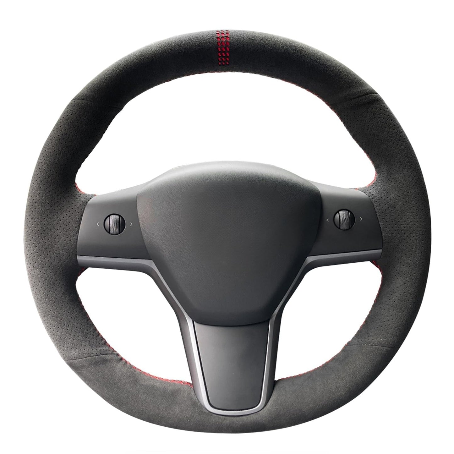 Hand-Stitched White Leather Steering Wheel Cover Wrap