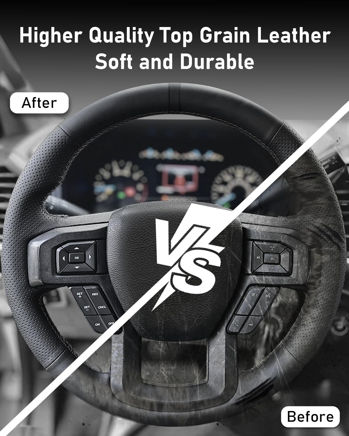 Lace-Up Leather Steering Wheel Cover with Custom Fit