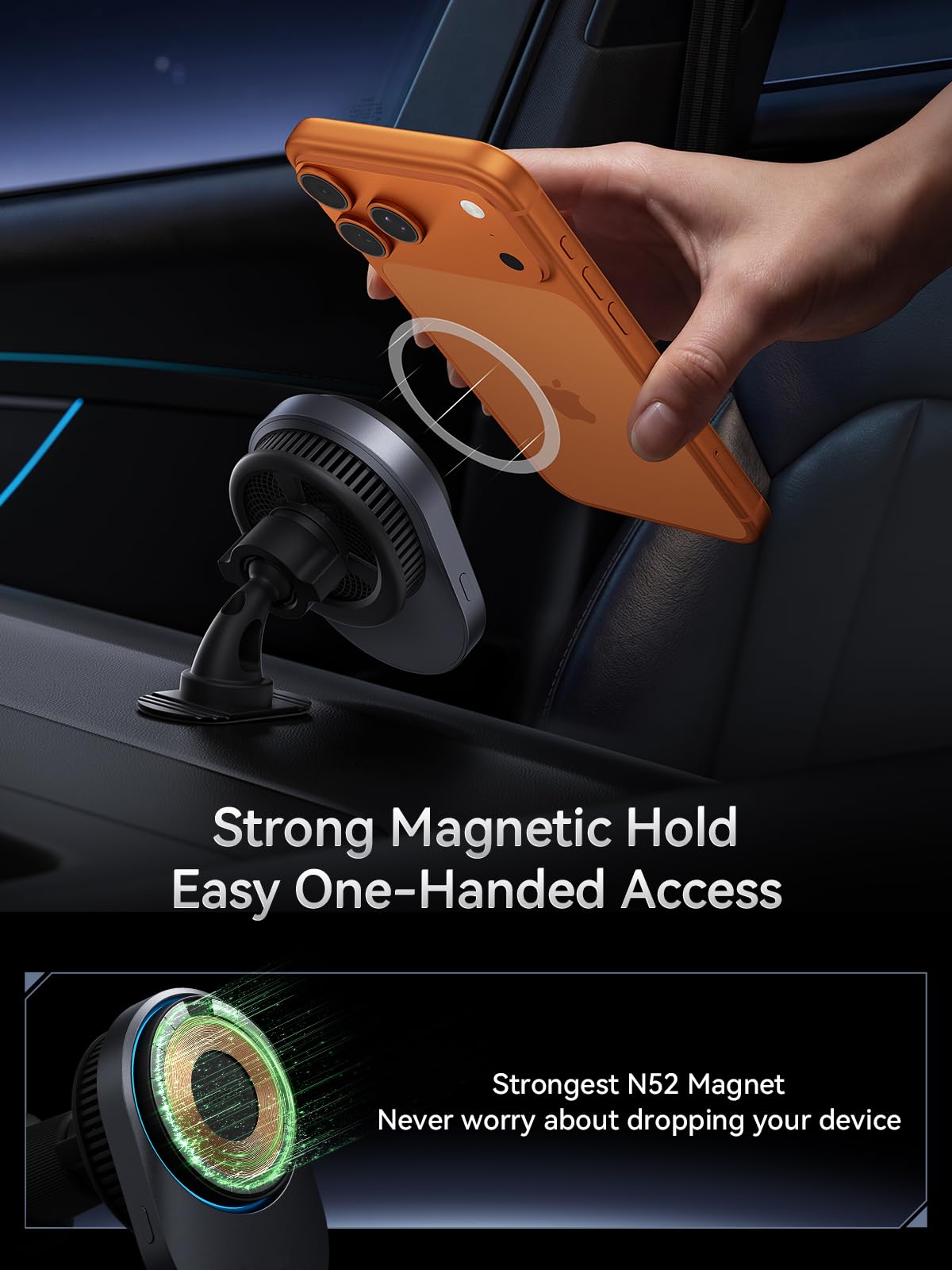 Magnetic Car Phone Mount with Wireless Charging