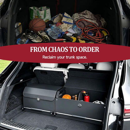 Leather SUV Trunk Organizer with Multi-Compartment Storage