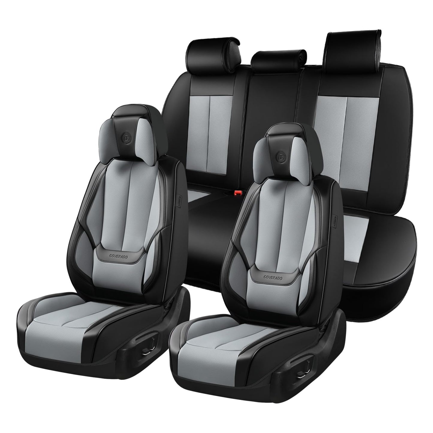 Coverado Car Seat Covers, Seat Covers for Cars, Waterproof Leather Auto Seat Protectors, Leather Car Seat Cushion, Car Interiors Accessories Universal Fit for Most Cars
