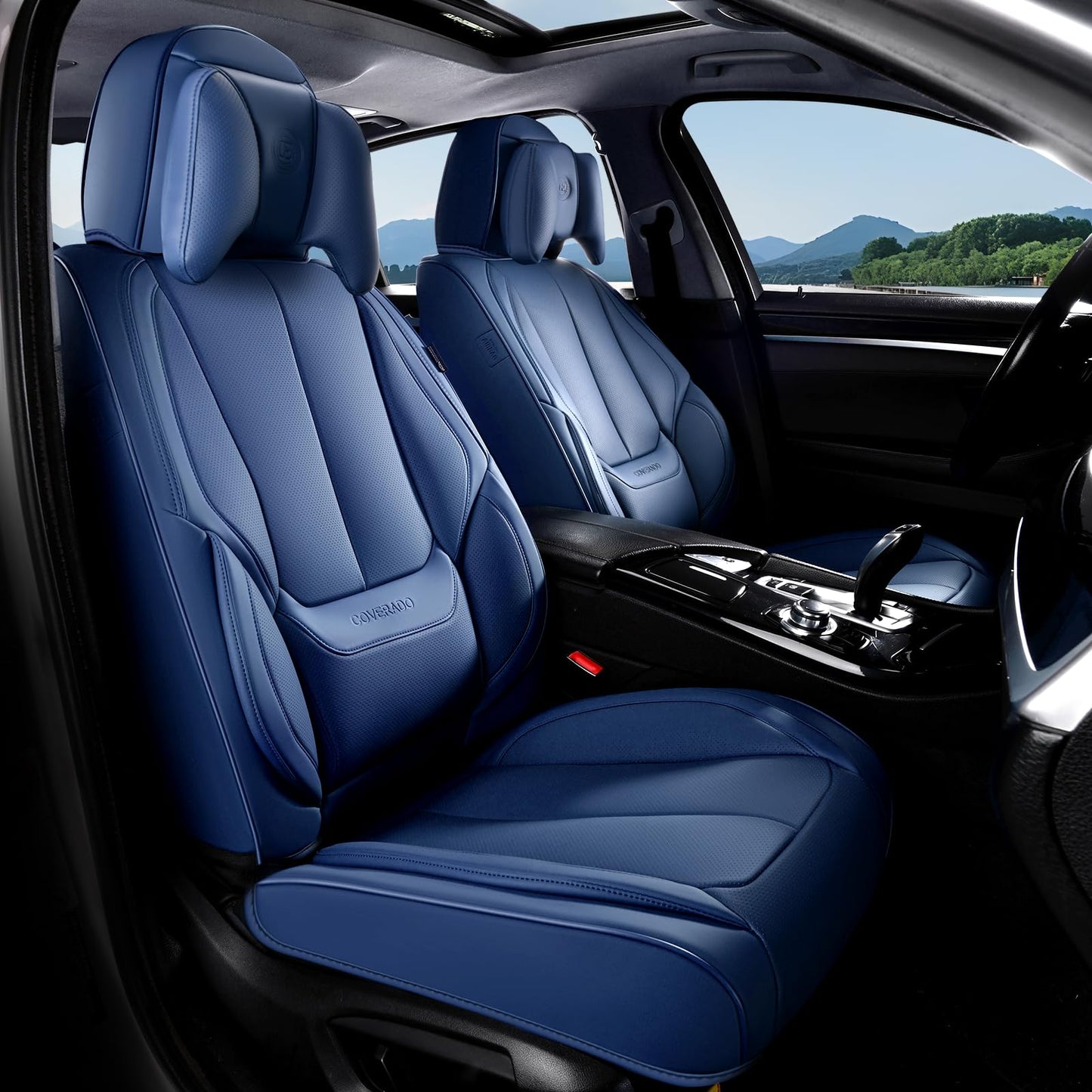 Coverado Car Seat Covers, Seat Covers for Cars, Waterproof Leather Auto Seat Protectors, Leather Car Seat Cushion, Car Interiors Accessories Universal Fit for Most Cars