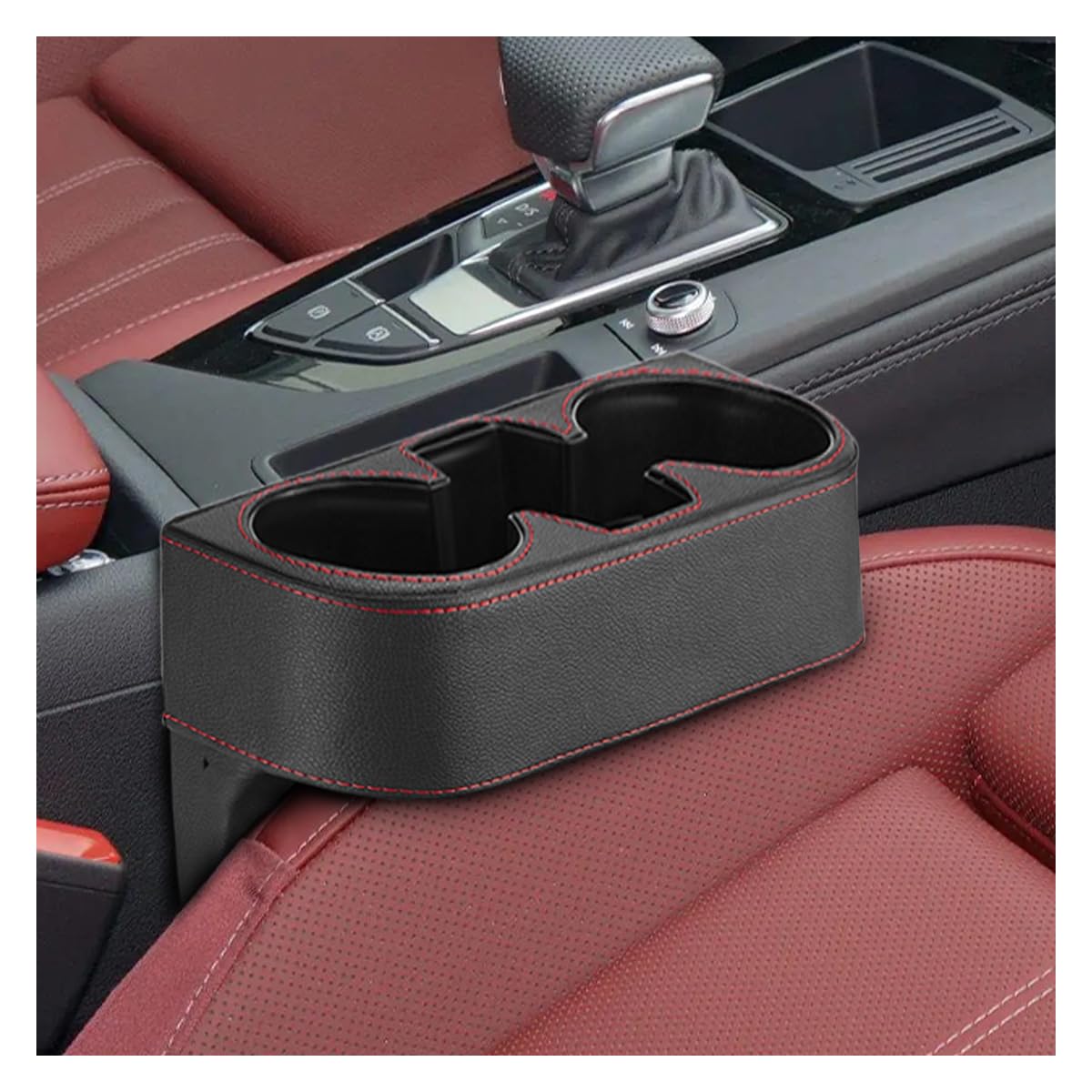 PU Leather Car Seat Gap Organizer with Cup Holder