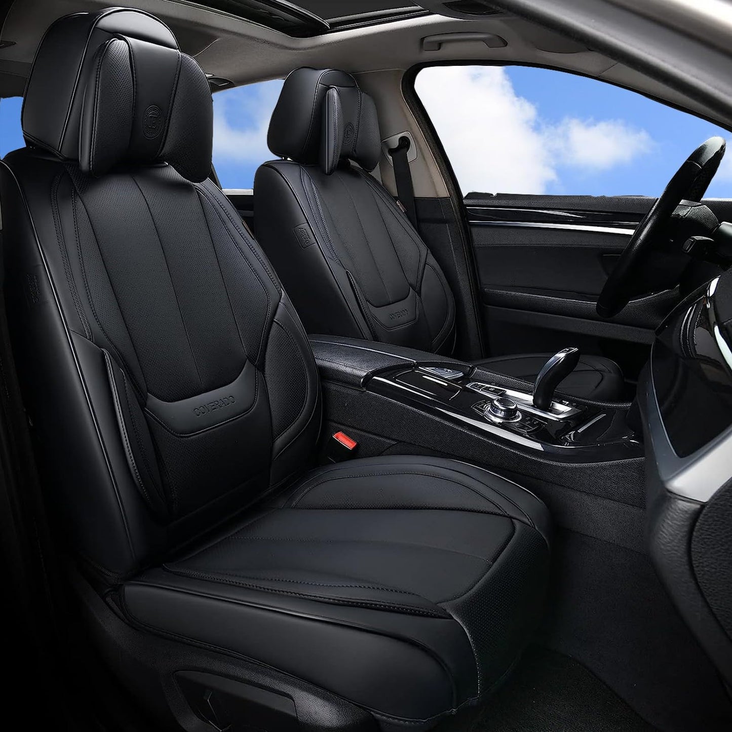 Coverado Car Seat Covers, Seat Covers for Cars, Waterproof Leather Auto Seat Protectors, Leather Car Seat Cushion, Car Interiors Accessories Universal Fit for Most Cars