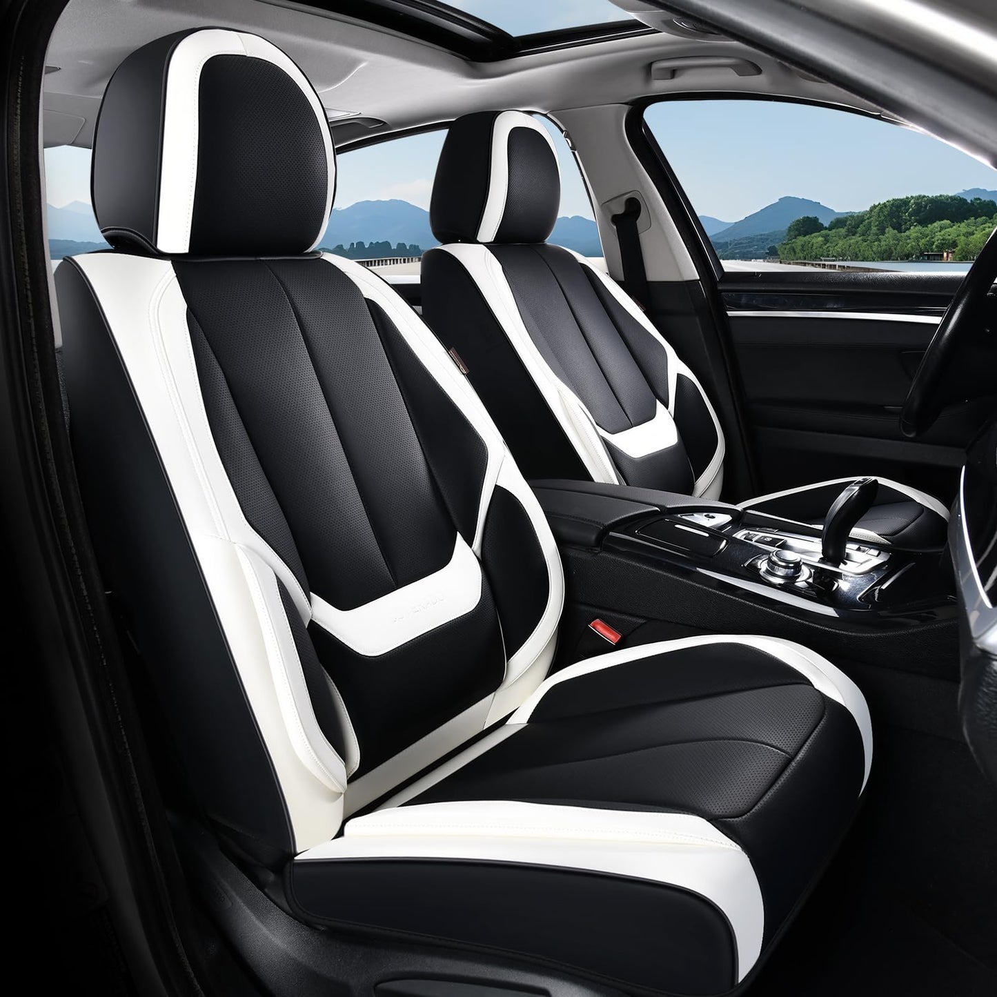 Coverado Car Seat Covers, Seat Covers for Cars, Waterproof Leather Auto Seat Protectors, Leather Car Seat Cushion, Car Interiors Accessories Universal Fit for Most Cars