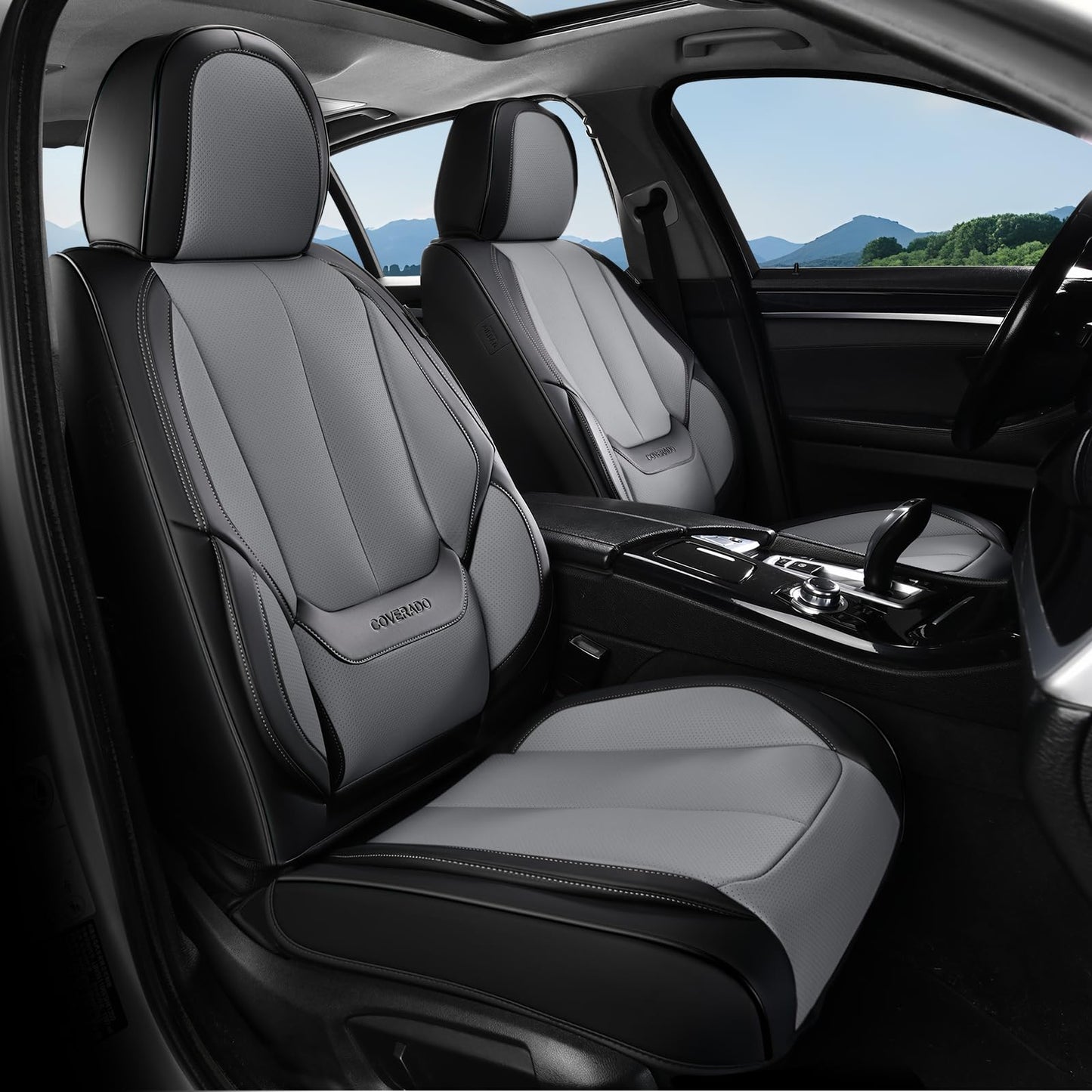 Coverado Car Seat Covers, Seat Covers for Cars, Waterproof Leather Auto Seat Protectors, Leather Car Seat Cushion, Car Interiors Accessories Universal Fit for Most Cars