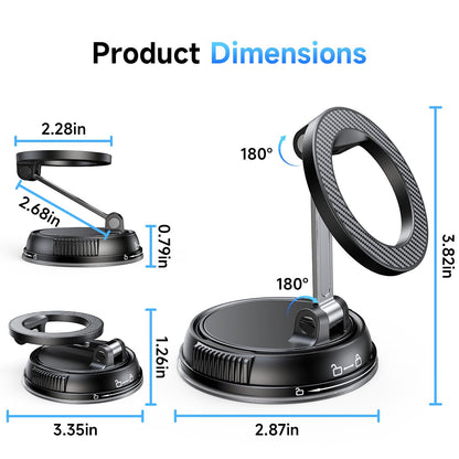 Magnetic Car Phone Mount with Strong Suction Base