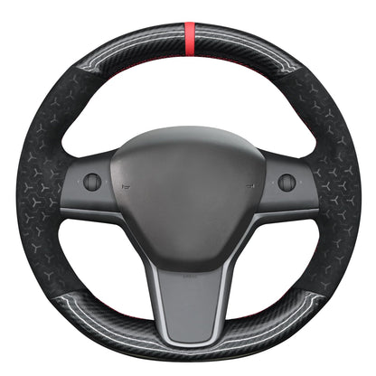 Hand-Stitched Suede Steering Wheel Cover Wrap