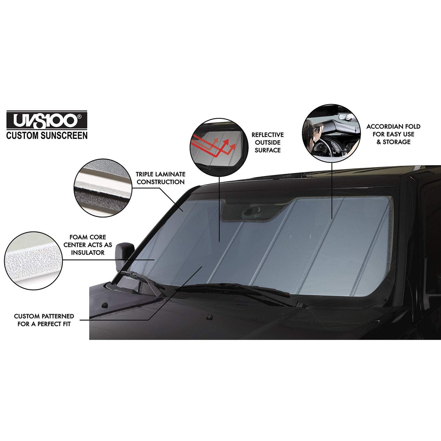 Covercraft UVS100 Custom Sunscreen | UV11514SV | Fits 2014-2020 Nissan Rogue with Rearview Mirror Mounted Camera