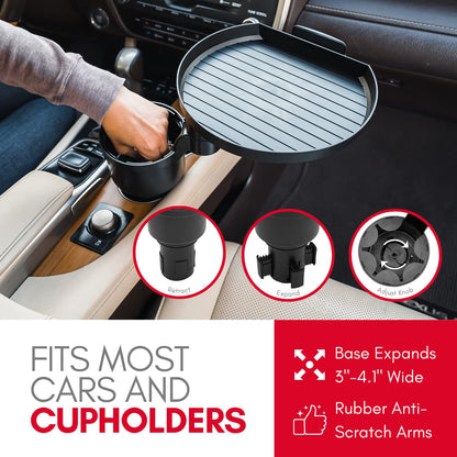 Car Cup Holder Tray with Multi-Purpose Table Design