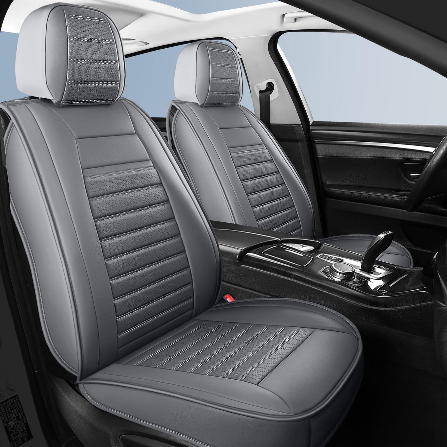 HChengkikz Nappa Leather Car Seat Covers Full Set, Waterproof Seat Cushion, Universal Automotive Seat Covers Fit for SUV Truck Pick-up Sedan