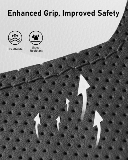 Lace-Up Leather Steering Wheel Cover with Custom Fit