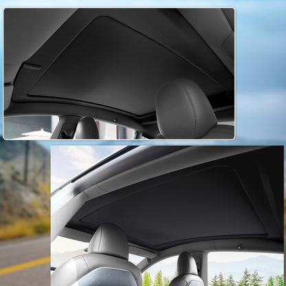 Electric Sunshade Roof for Tesla Model Y, Retractable Sunshade Roof Heat Insulation Glass Roof for Tesla, 5 Layer 99.99% UV Protection