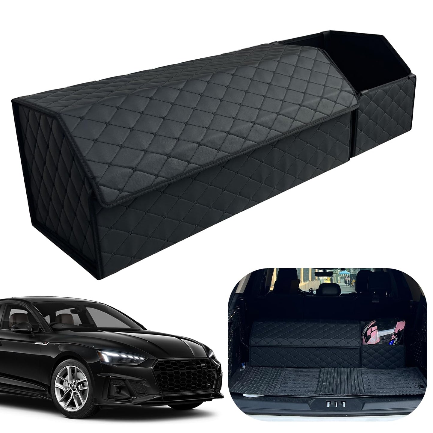 Leather Car Trunk Organizer with Large Storage Capacity