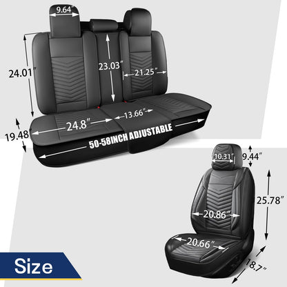 HChengkikz Nappa Leather Car Seat Covers Full Set, Waterproof Seat Cushion, Universal Automotive Seat Covers Fit for SUV Truck Pick-up Sedan