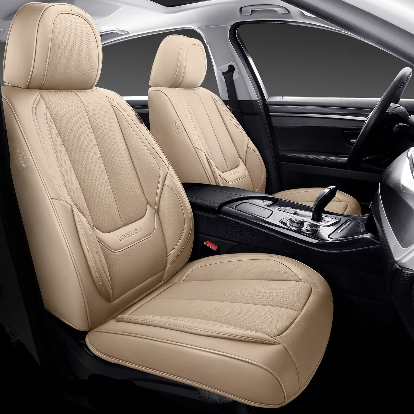 Coverado Car Seat Covers, Seat Covers for Cars, Waterproof Leather Auto Seat Protectors, Leather Car Seat Cushion, Car Interiors Accessories Universal Fit for Most Cars