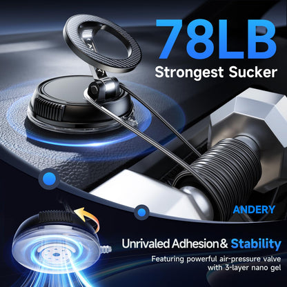 Magnetic Car Phone Mount with Strong Suction Base