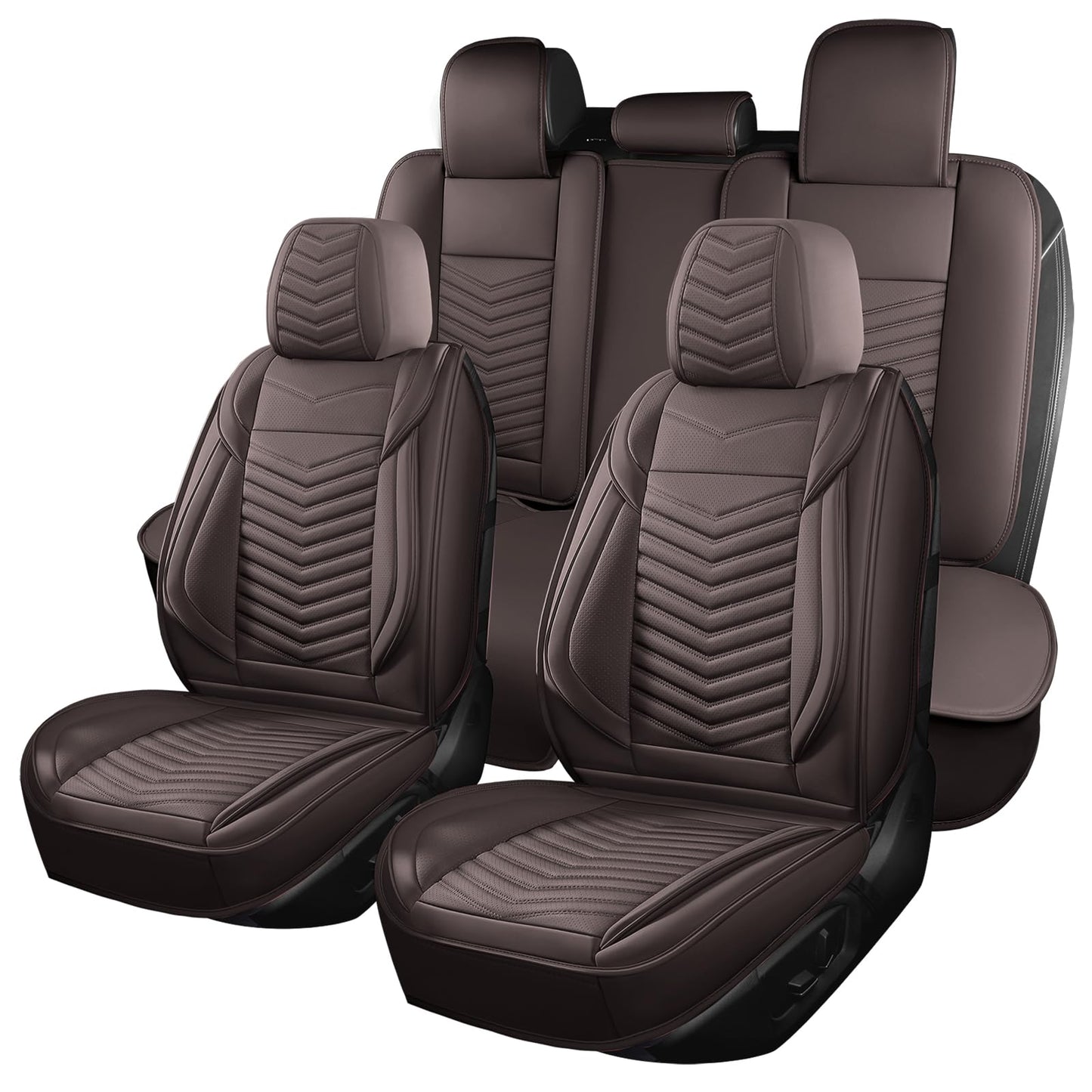 HChengkikz Nappa Leather Car Seat Covers Full Set, Waterproof Seat Cushion, Universal Automotive Seat Covers Fit for SUV Truck Pick-up Sedan
