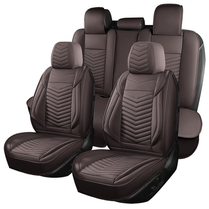 HChengkikz Nappa Leather Car Seat Covers Full Set, Waterproof Seat Cushion, Universal Automotive Seat Covers Fit for SUV Truck Pick-up Sedan