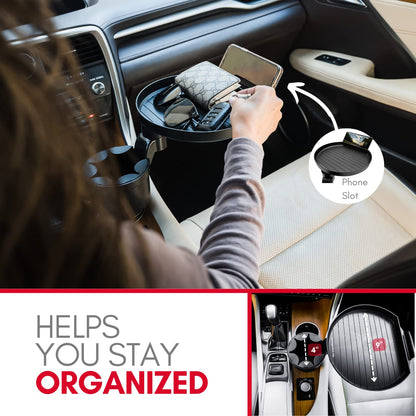 Car Cup Holder Tray with Multi-Purpose Table Design