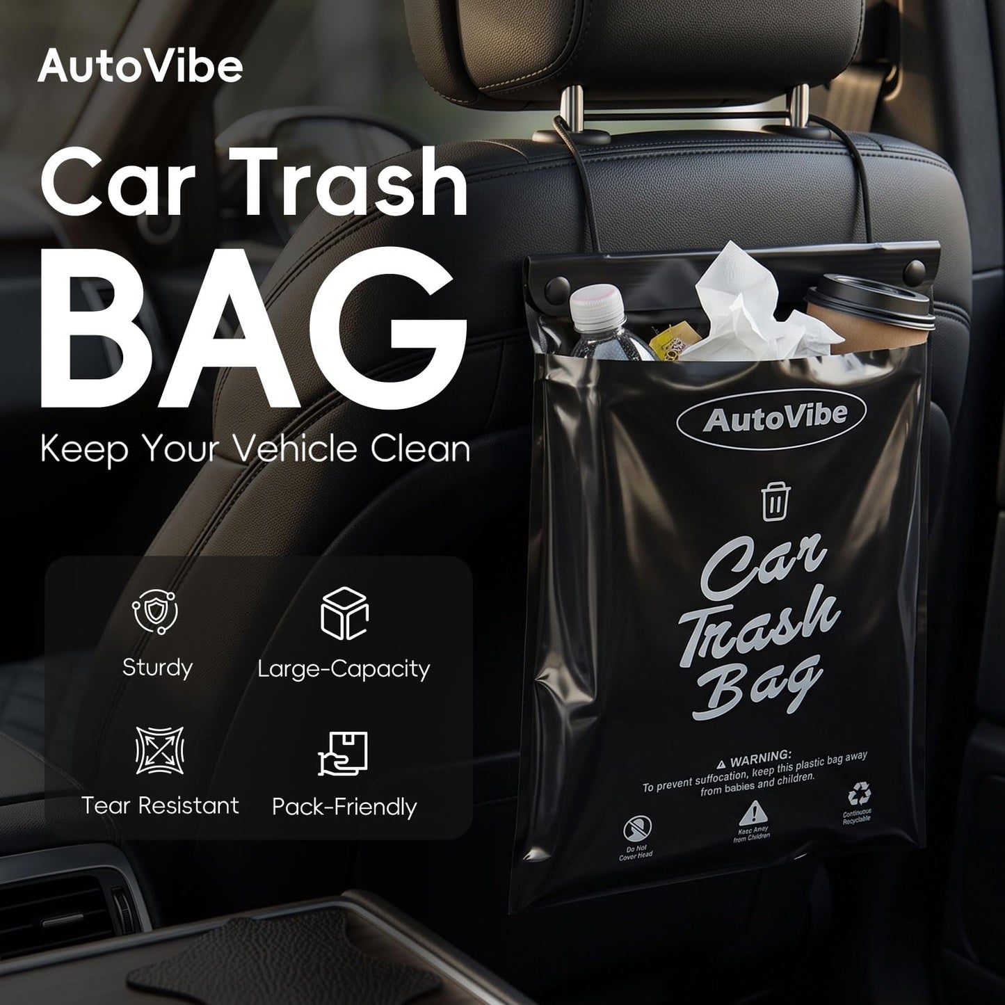 Hanging Recycled Disposable Car Trash Bags 50–100 Pack