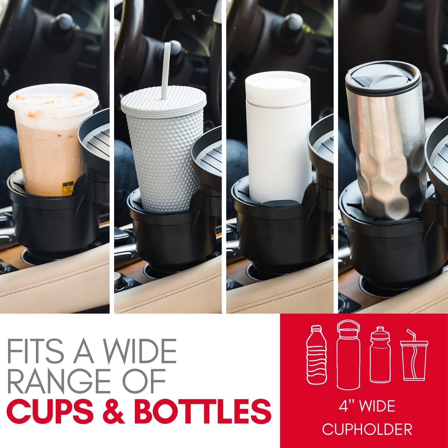 Car Cup Holder Tray with Multi-Purpose Table Design