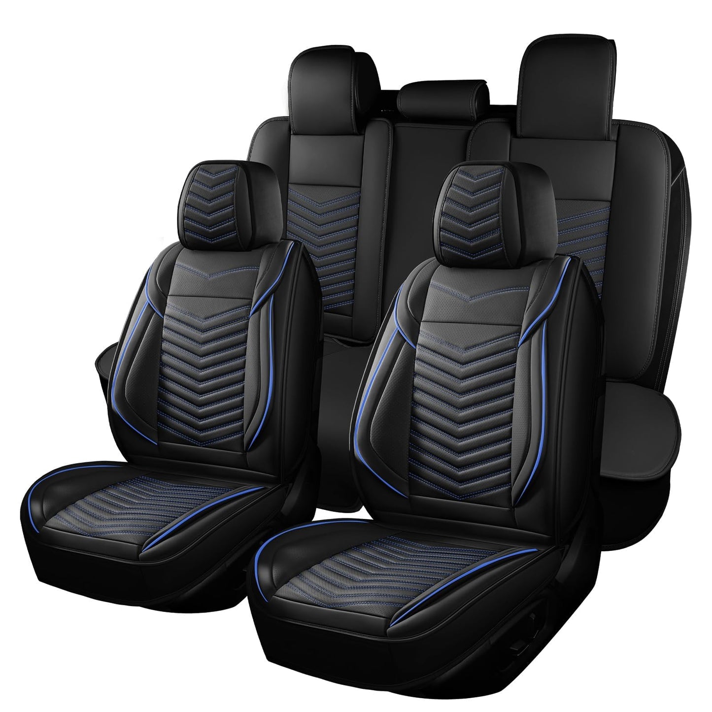 HChengkikz Nappa Leather Car Seat Covers Full Set, Waterproof Seat Cushion, Universal Automotive Seat Covers Fit for SUV Truck Pick-up Sedan