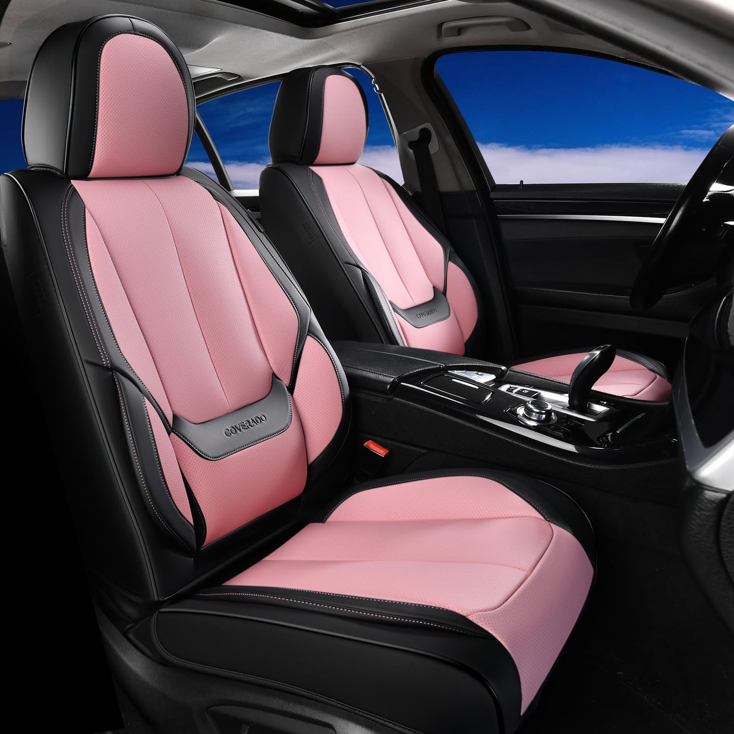 Coverado Car Seat Covers, Seat Covers for Cars, Waterproof Leather Auto Seat Protectors, Leather Car Seat Cushion, Car Interiors Accessories Universal Fit for Most Cars