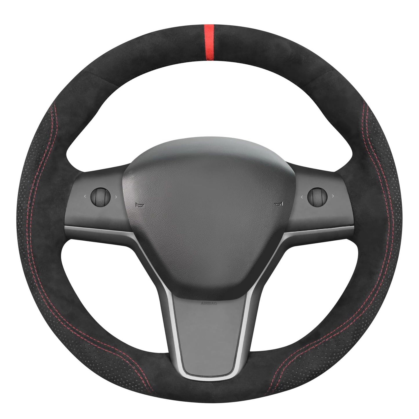Hand-Stitched Suede Steering Wheel Cover Wrap