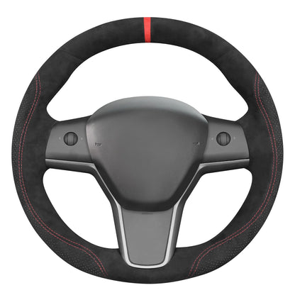Hand-Stitched Suede Steering Wheel Cover Wrap