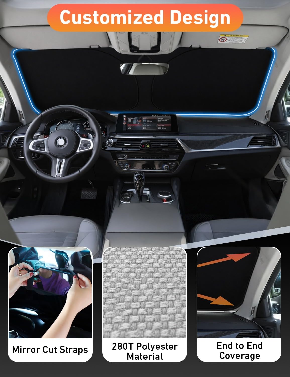 Reflective RV Windshield Sunshade for UV & Heat Protection