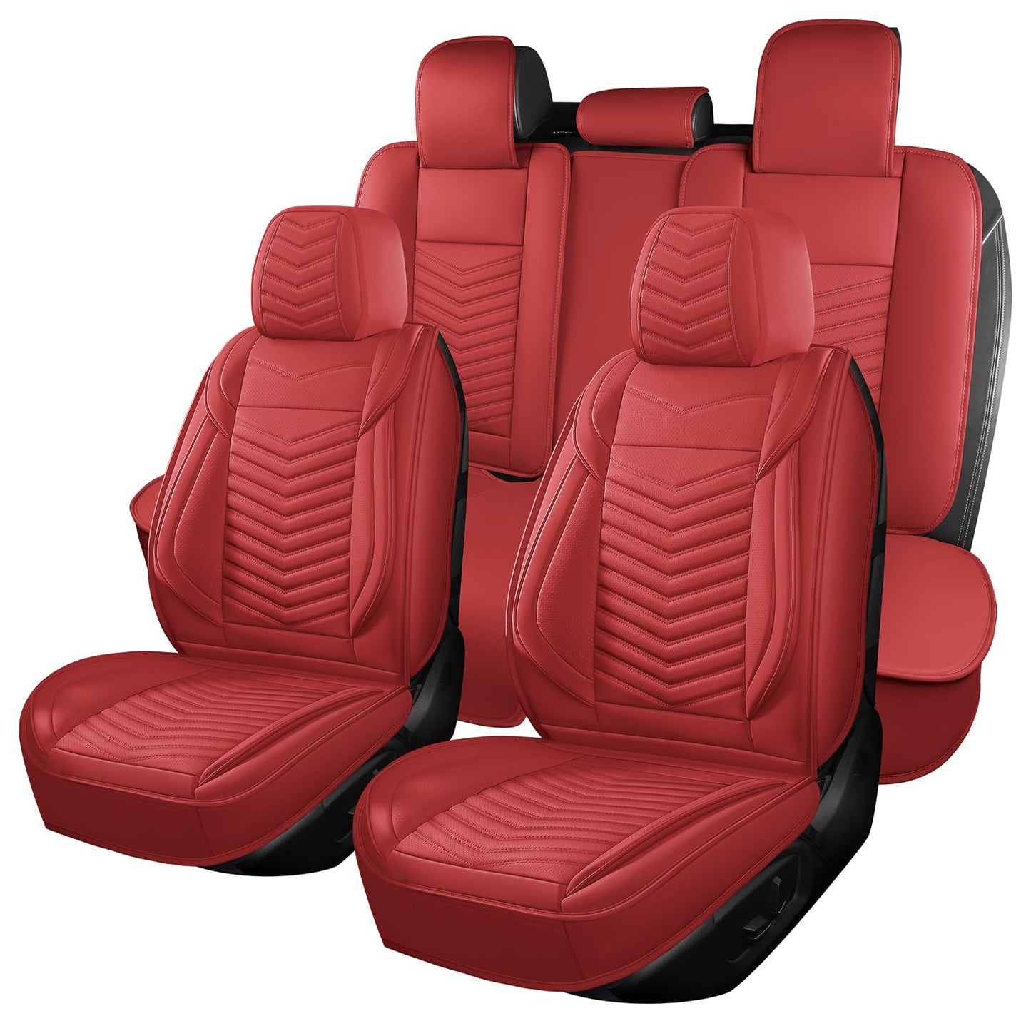 HChengkikz Nappa Leather Car Seat Covers Full Set, Waterproof Seat Cushion, Universal Automotive Seat Covers Fit for SUV Truck Pick-up Sedan