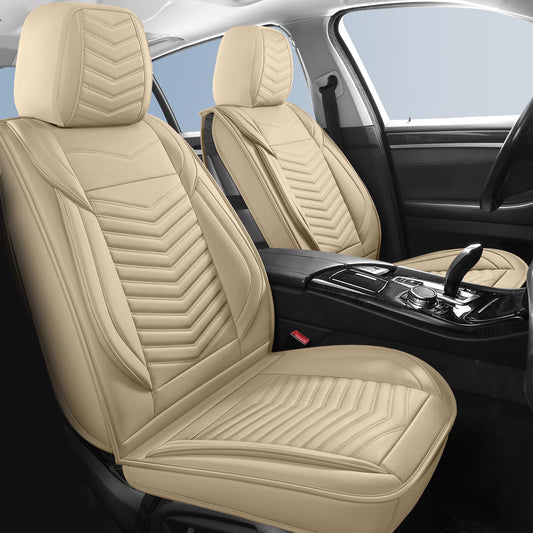HChengkikz Nappa Leather Car Seat Covers Full Set, Waterproof Seat Cushion, Universal Automotive Seat Covers Fit for SUV Truck Pick-up Sedan